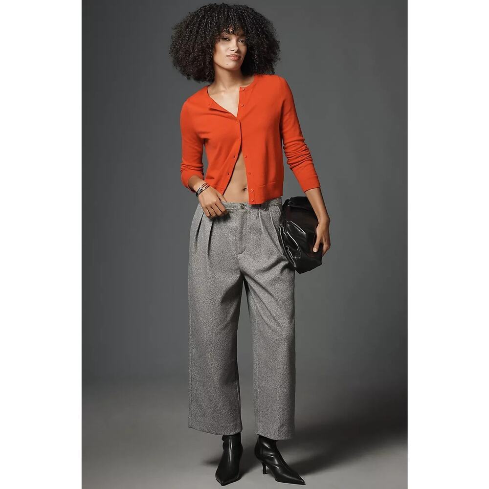 NWT Anthropologie Maeve Brushed Cropped Trousers Size US 8 Grey #7B613